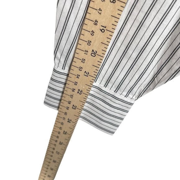 LOFT Striped Drawstring Tunic Shirt Top Small White Gray Business Casual Stretch - Picture 11 of 12